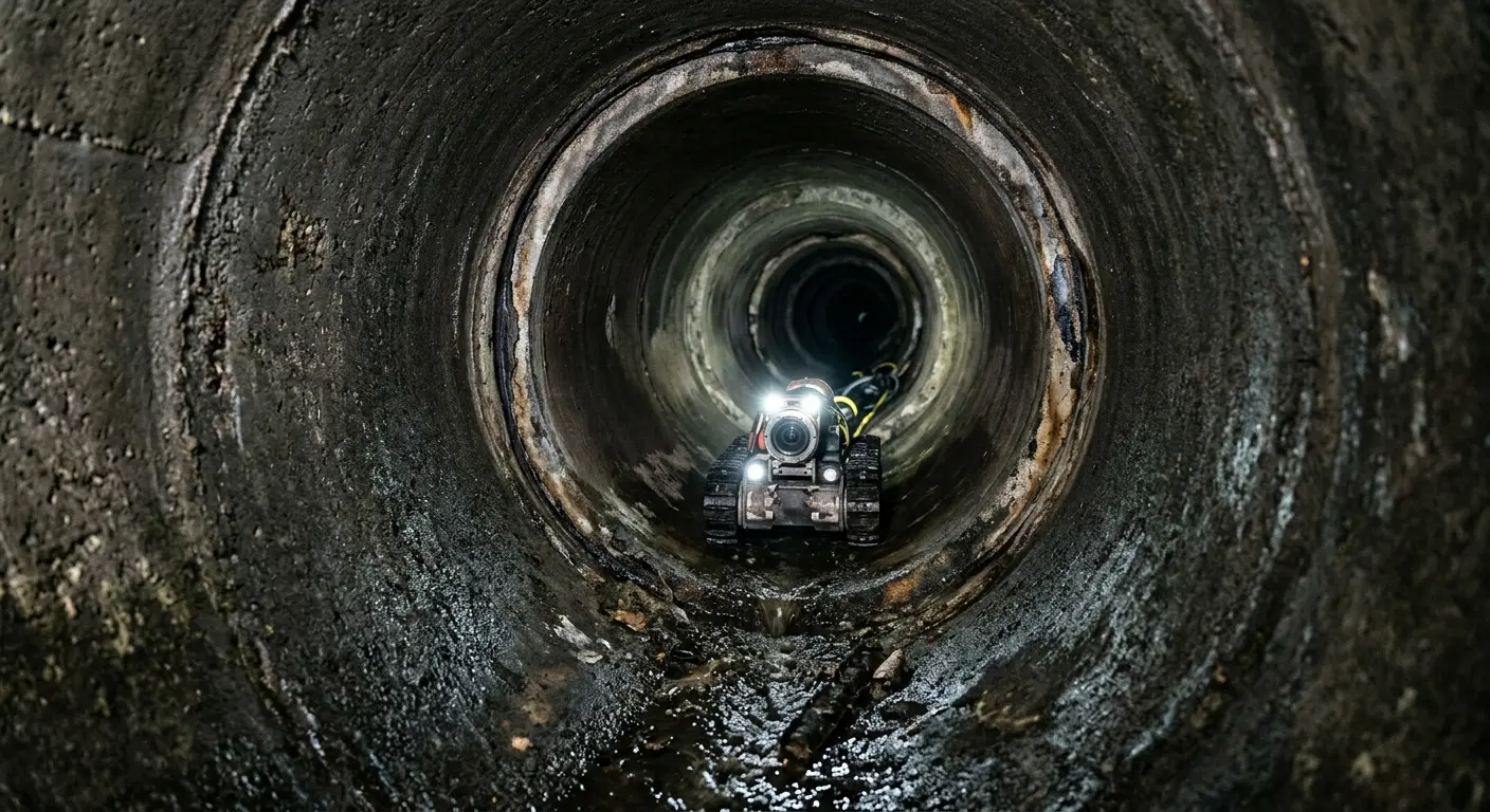 Robotic sewer camera inspecting pipe interior for Sewer Line Cleaning in Doylestown